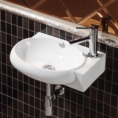 Emer Wall Hung Cloakroom Basin - Right Hand Tap Hole